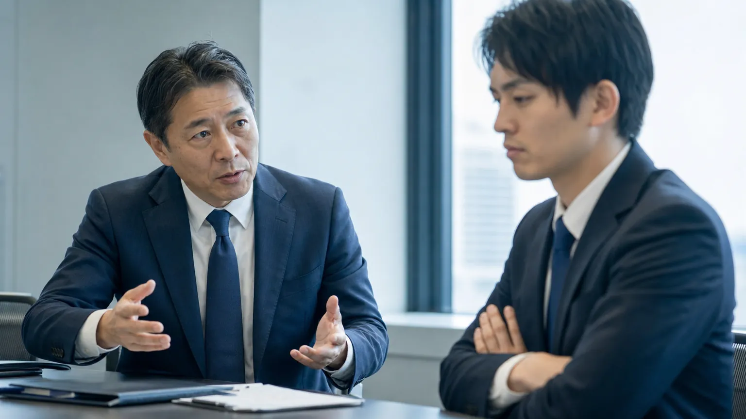 部下と向き合う管理職 リーダーシップがうまく伝わらず手応えを探る会議の場面